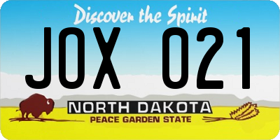 ND license plate JOX021