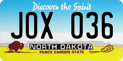 ND license plate JOX036