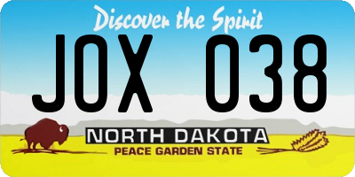 ND license plate JOX038