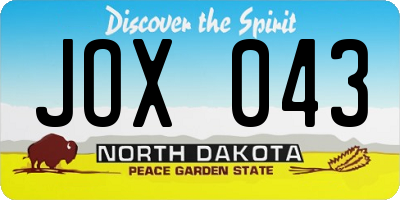ND license plate JOX043