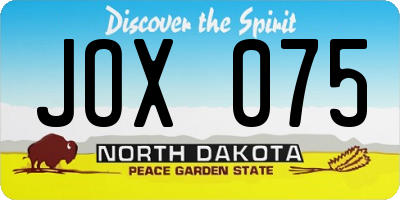 ND license plate JOX075
