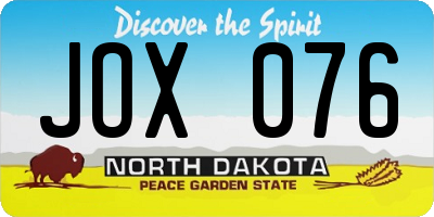ND license plate JOX076