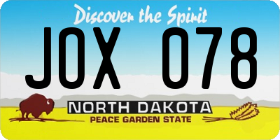 ND license plate JOX078