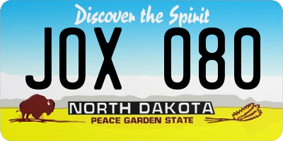 ND license plate JOX080