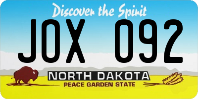 ND license plate JOX092