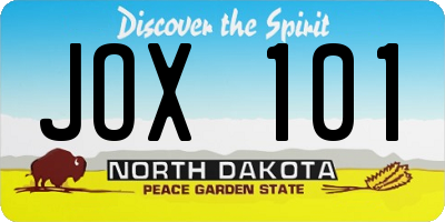 ND license plate JOX101