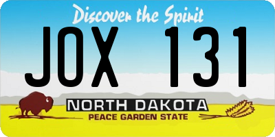 ND license plate JOX131