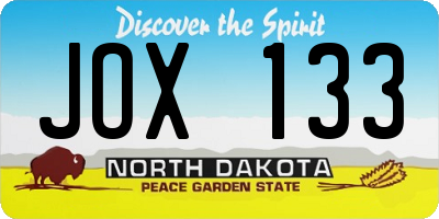 ND license plate JOX133