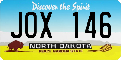 ND license plate JOX146