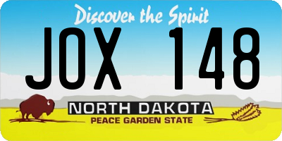 ND license plate JOX148
