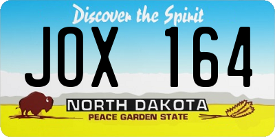 ND license plate JOX164