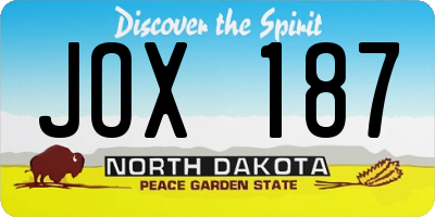 ND license plate JOX187