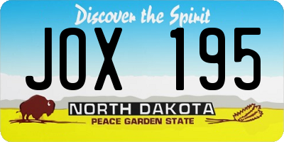 ND license plate JOX195