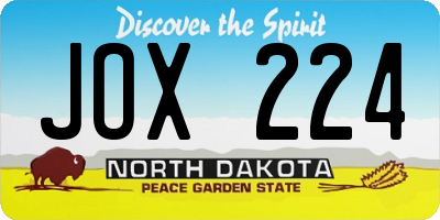 ND license plate JOX224