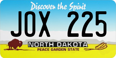 ND license plate JOX225
