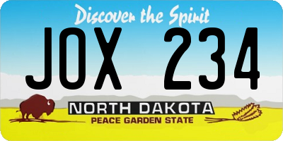 ND license plate JOX234