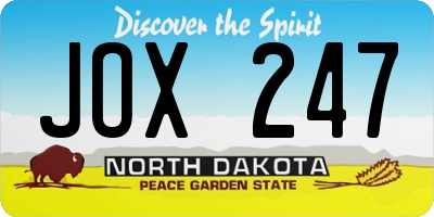 ND license plate JOX247
