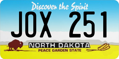 ND license plate JOX251