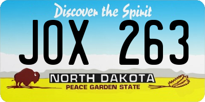 ND license plate JOX263