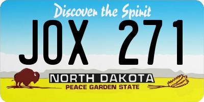 ND license plate JOX271