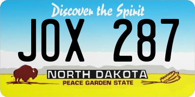 ND license plate JOX287
