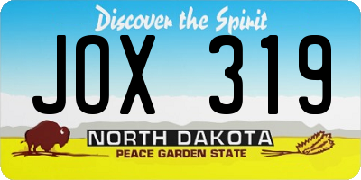 ND license plate JOX319