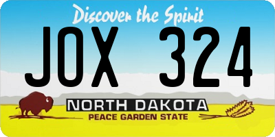 ND license plate JOX324