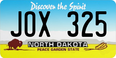 ND license plate JOX325