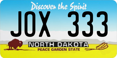 ND license plate JOX333