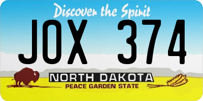 ND license plate JOX374