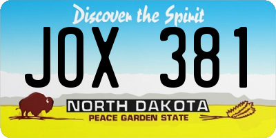 ND license plate JOX381