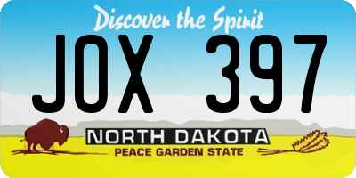 ND license plate JOX397
