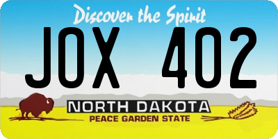 ND license plate JOX402