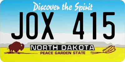 ND license plate JOX415