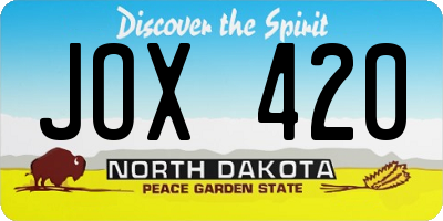 ND license plate JOX420