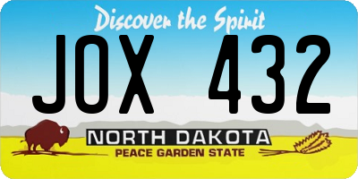 ND license plate JOX432