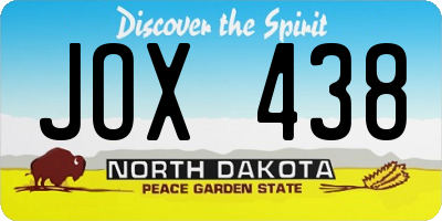 ND license plate JOX438