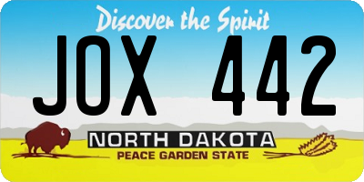 ND license plate JOX442