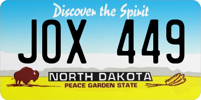 ND license plate JOX449