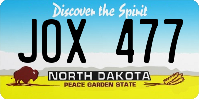 ND license plate JOX477