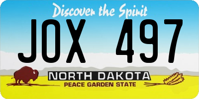 ND license plate JOX497