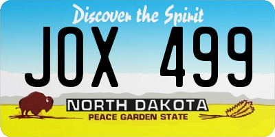ND license plate JOX499
