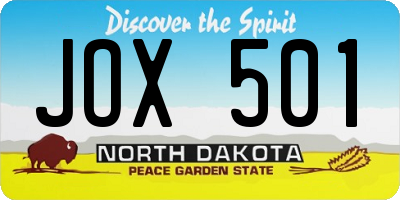 ND license plate JOX501