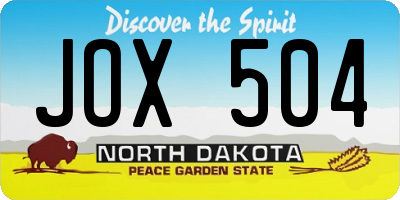 ND license plate JOX504