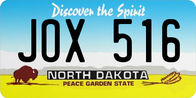 ND license plate JOX516