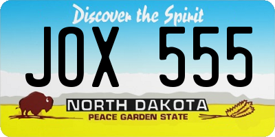 ND license plate JOX555