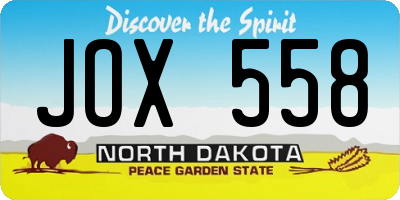ND license plate JOX558