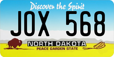 ND license plate JOX568