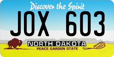 ND license plate JOX603