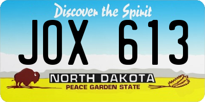 ND license plate JOX613